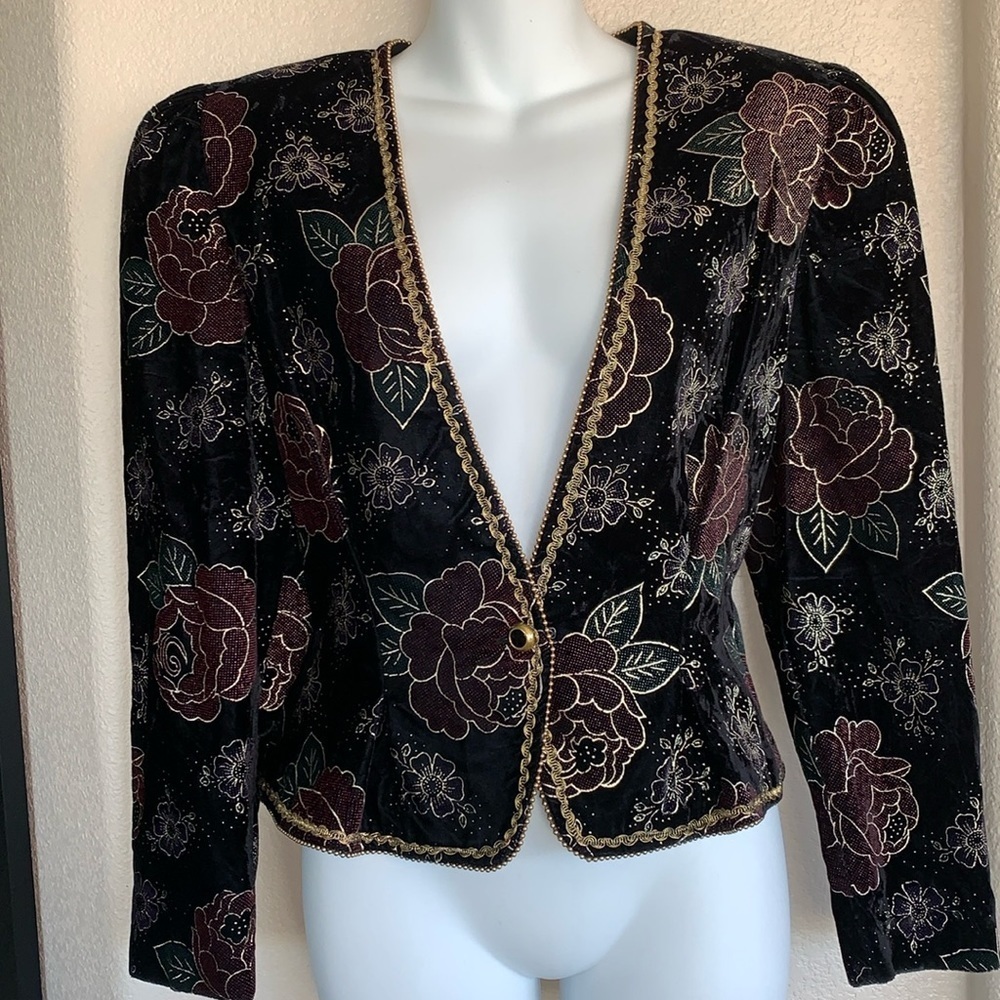 JONATHAN TAIT NAH NAH COLLECTION jacket women's 10, black floral velvet. EUC - Picture 4 of 17